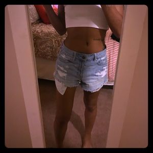 Distressed Jean shorts