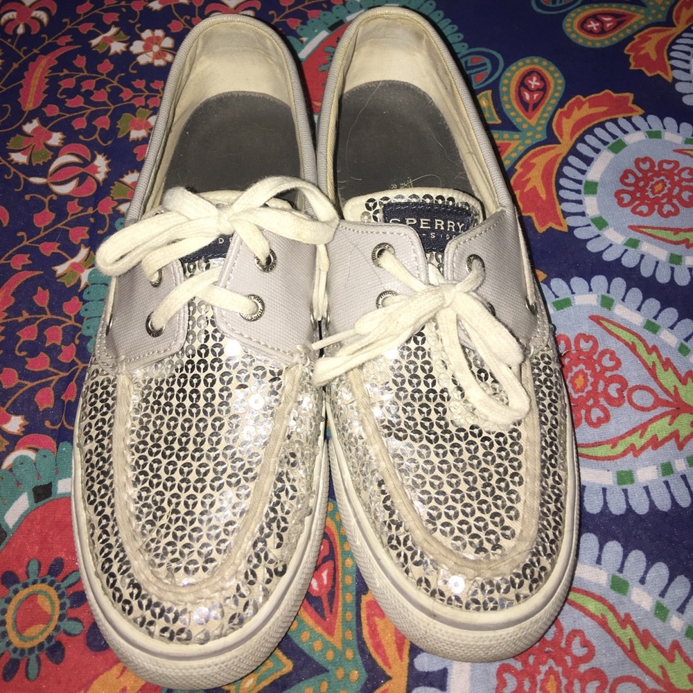 silver sequined sperrys