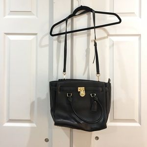 Michael Kors black leather tote with strap