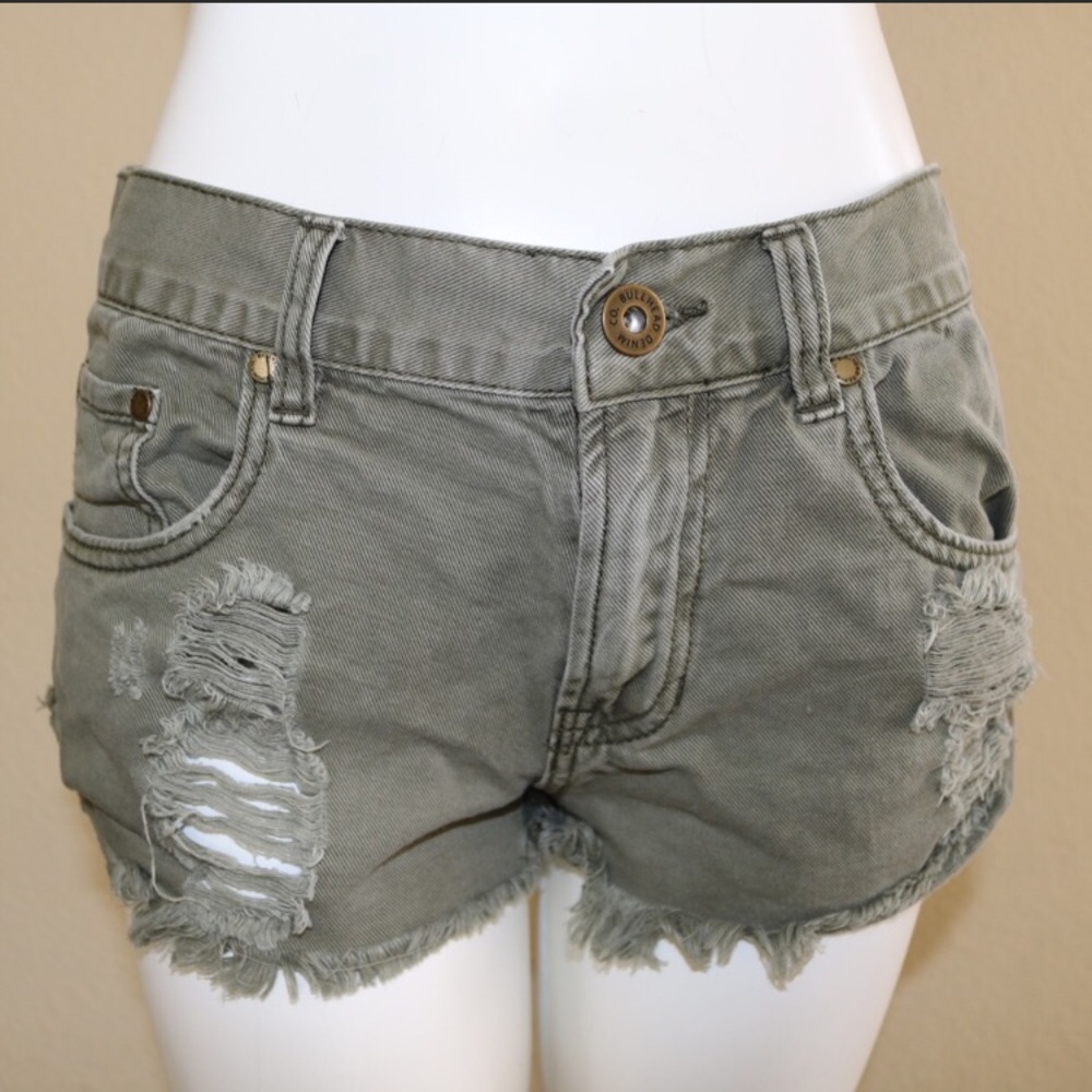 Distressed jean shorts