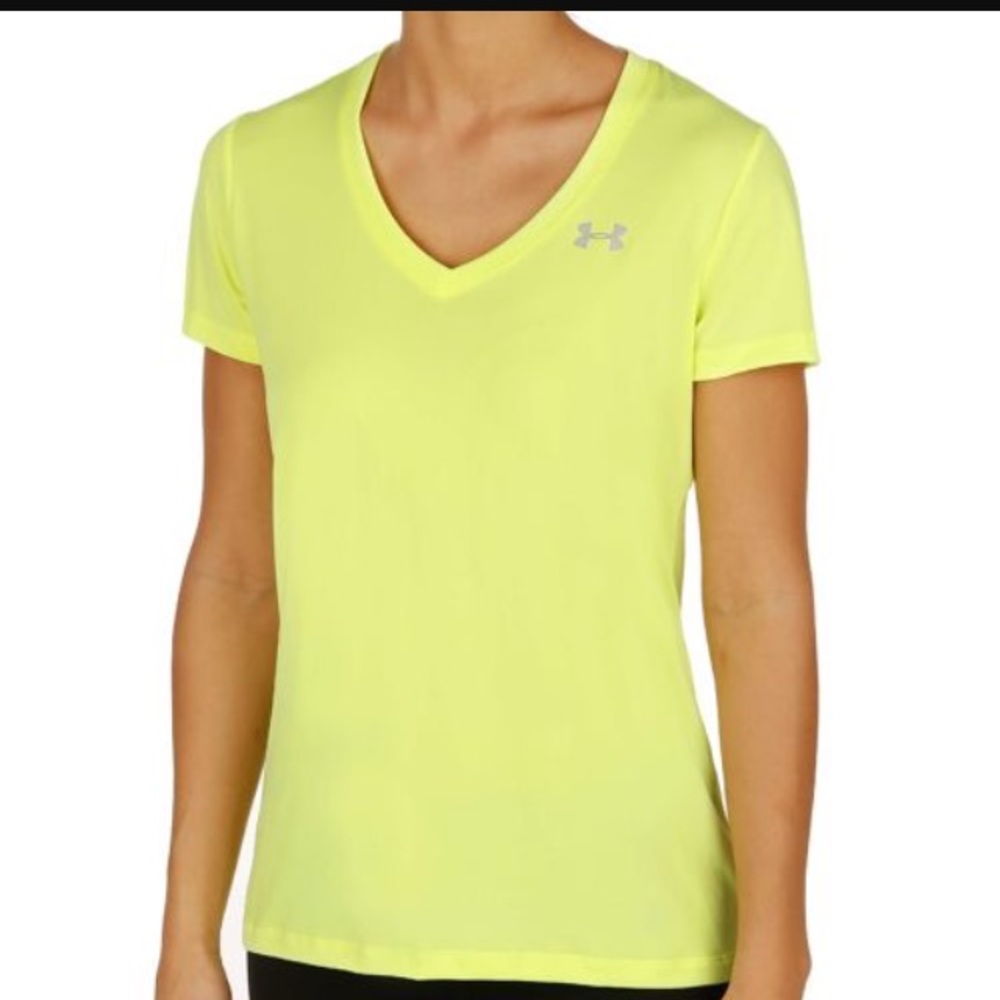 Yellow Under Armor fitted v-neck