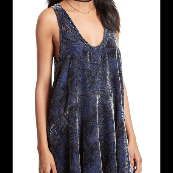 Ellie velvet burnout floral studded mini dress - Picture 2 of 8