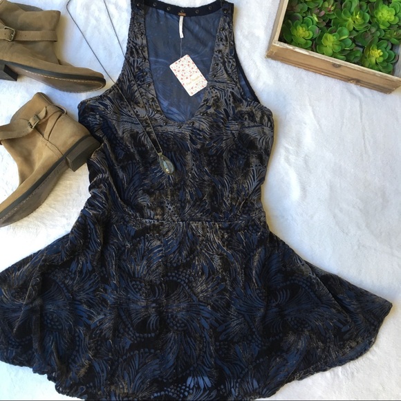 Ellie velvet burnout floral studded mini dress - Picture 3 of 8