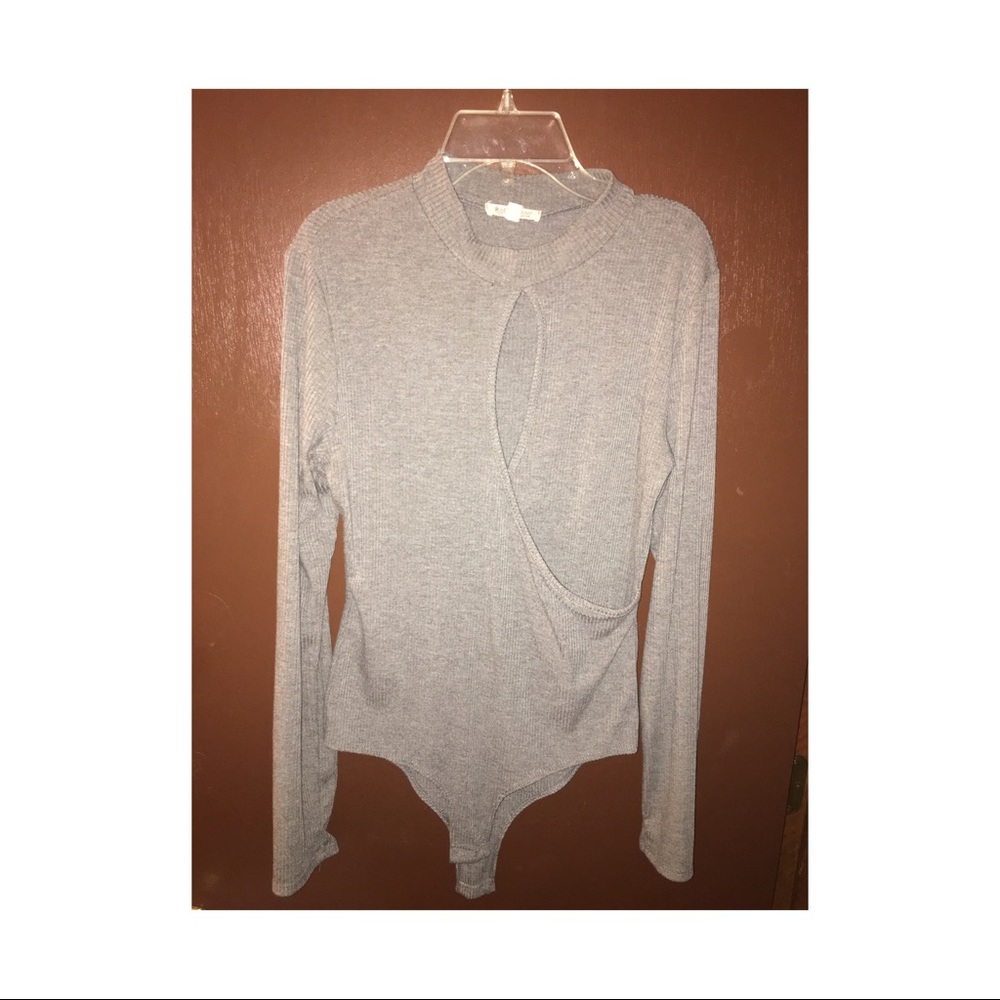 Gray Long-Sleeved Bodysuit