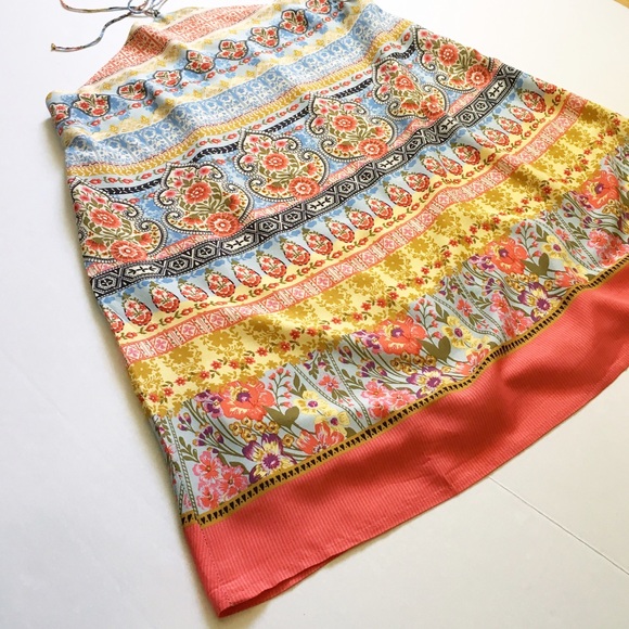 Floral Tribal Medallion Halter Tie Boho Sundress - Picture 7 of 8