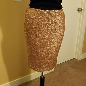 The Limited sequined rose gold knee length skirt