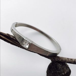 Classic Silver Steel Glass Stone Bracelet