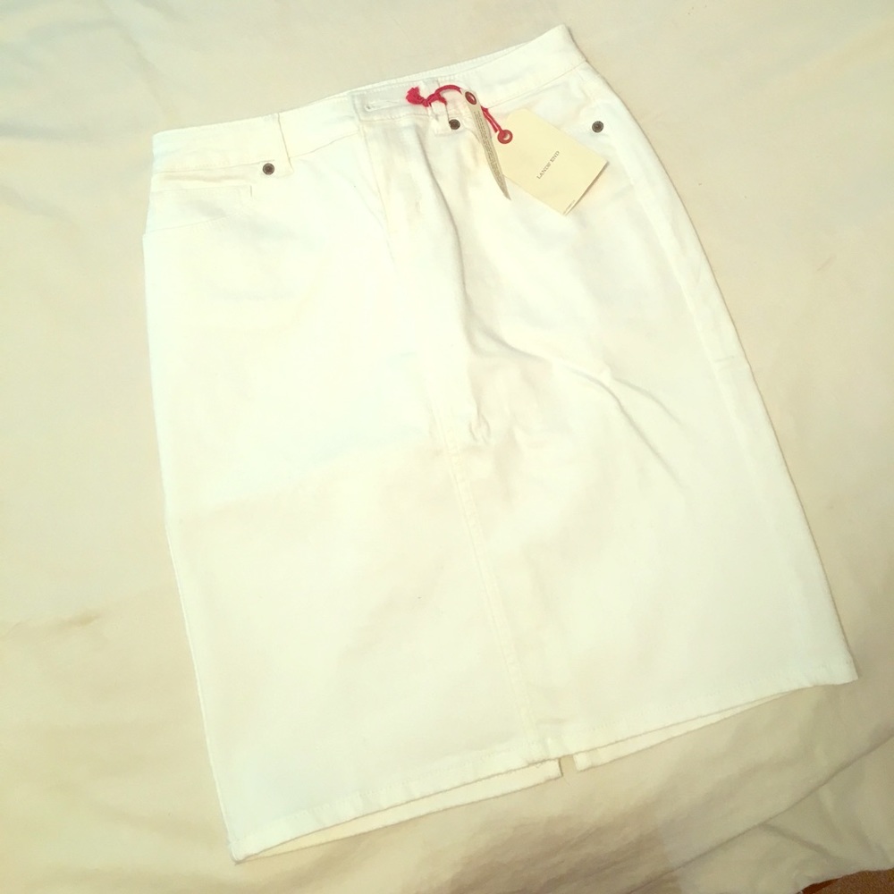 Lands End white jean skirt