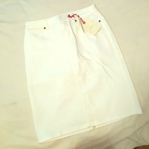 Lands End white jean skirt