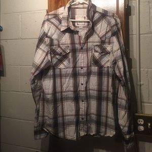 Flannel with buttons.