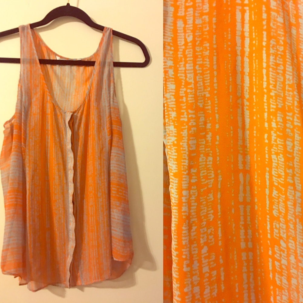 Women's Blouse - Orange/Gray