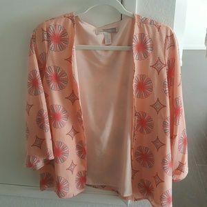 Boho kimono coral flowerer top Anthropologie style