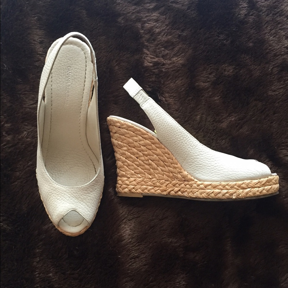 Banana Republic Off-White Leather Wedges
