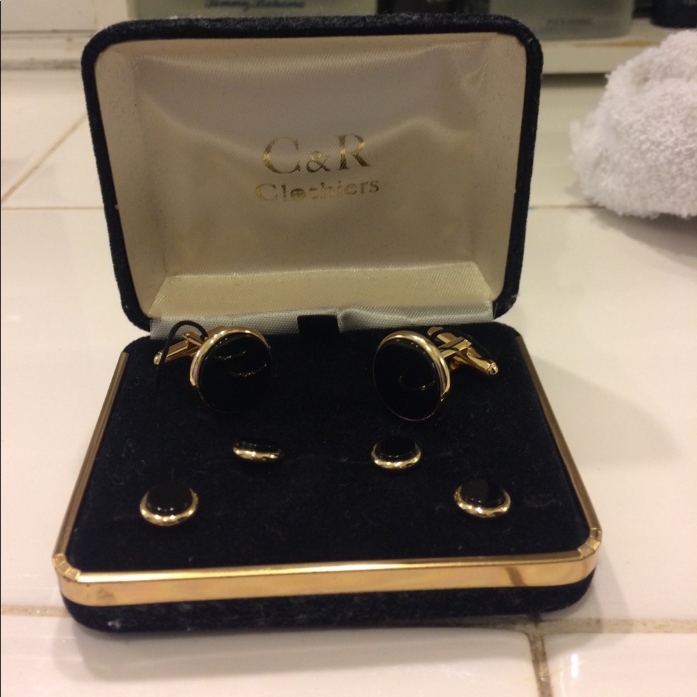 Gold with black onix cuff links