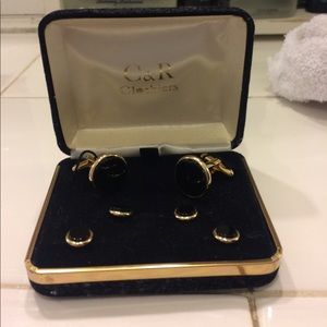 Gold with black onix cuff links