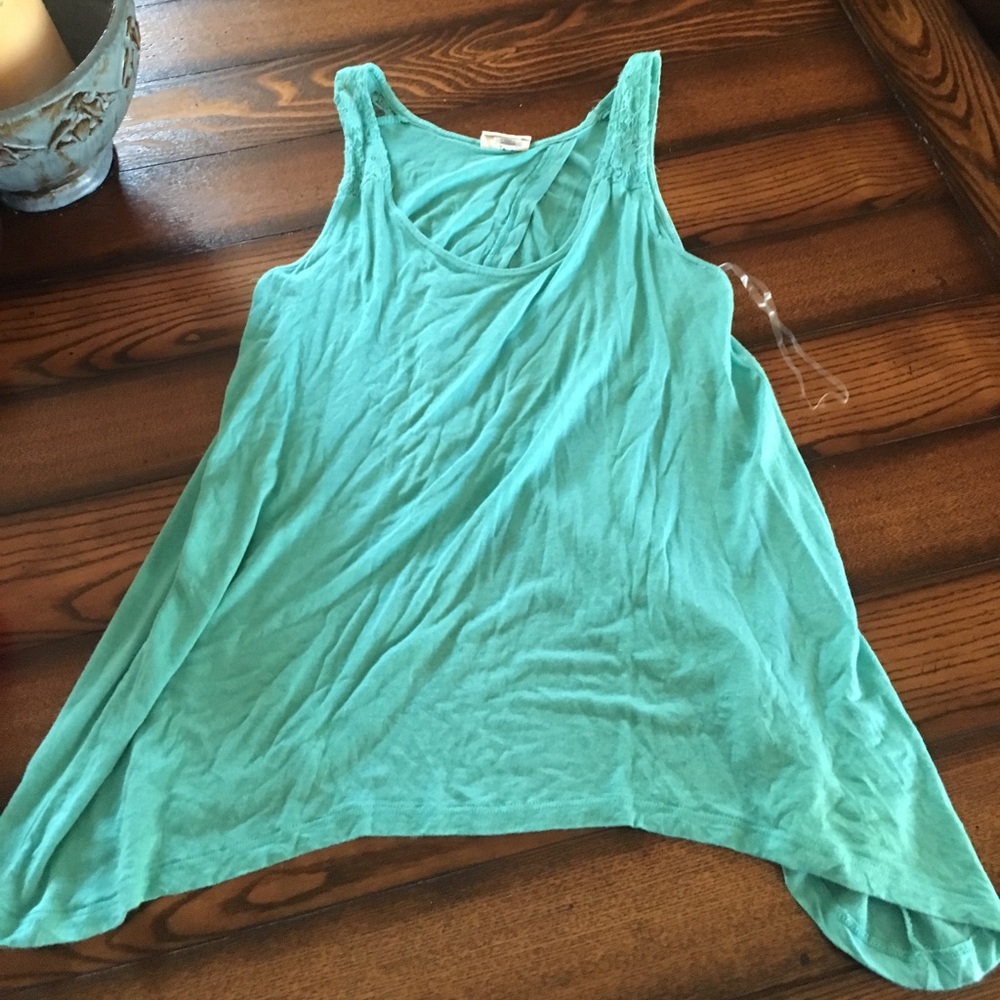 Sea green flowy back tank top