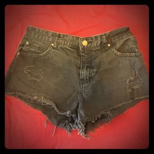 Black distressed cutoff shorts