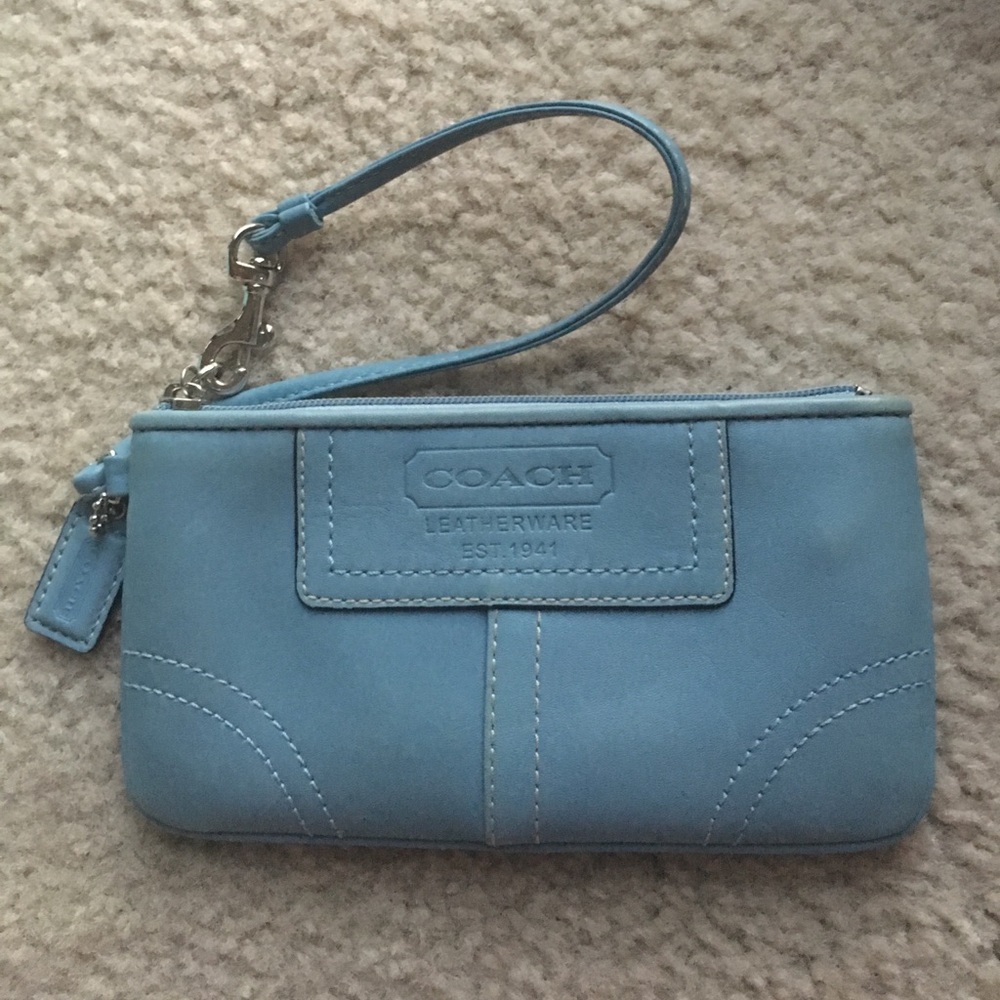 Pale blue Coach wristlet