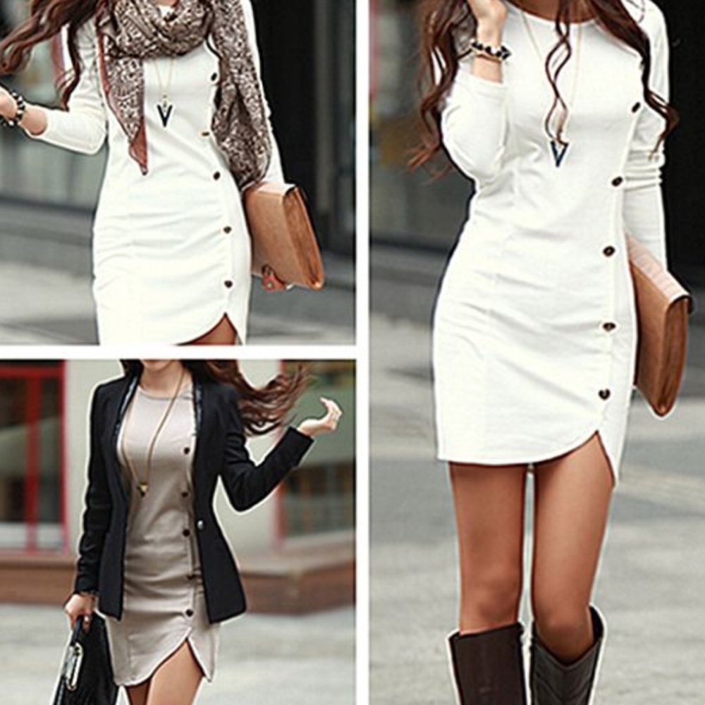 Off white long sleeve dress