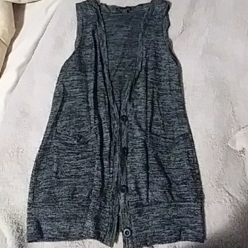 Deep charcoal tank top cardigan