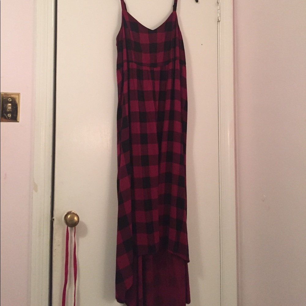 Red Plaid Maxi Dress
