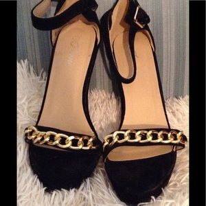 Beautiful chain link  ankle strap wedge sandal