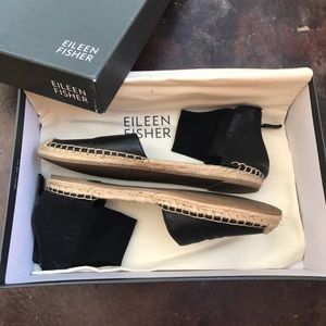 Eileen Fisher Black Closed Toe Leather Sandals