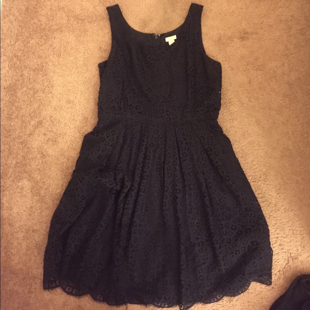 Navy J.Crew Dress with Scalloped trim NWOT.