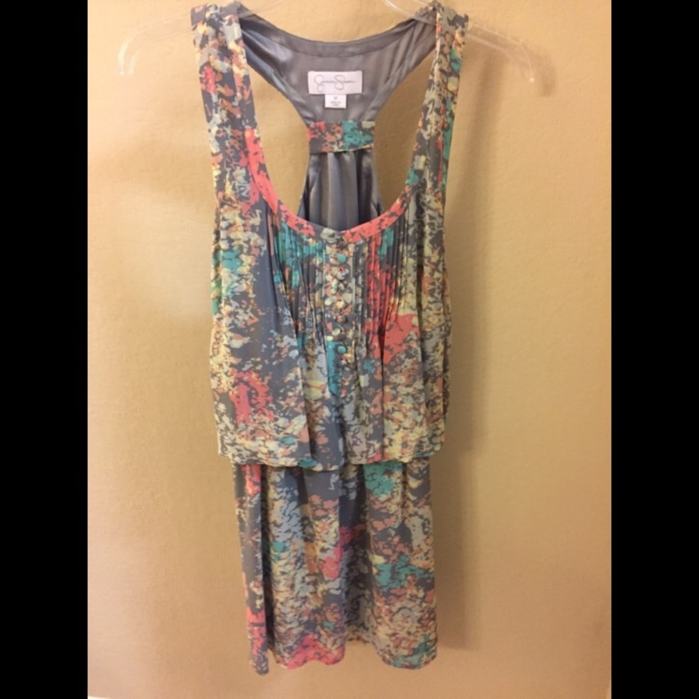 Gray & Floral Jessica Simpson mini dress