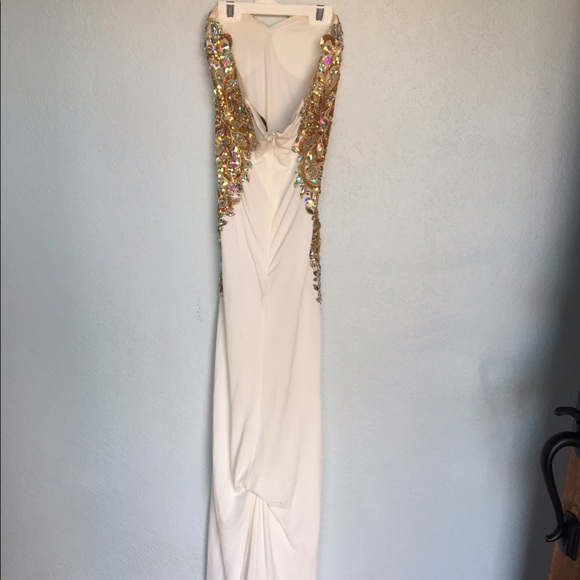 White strapless prom dress - Picture 3 of 4