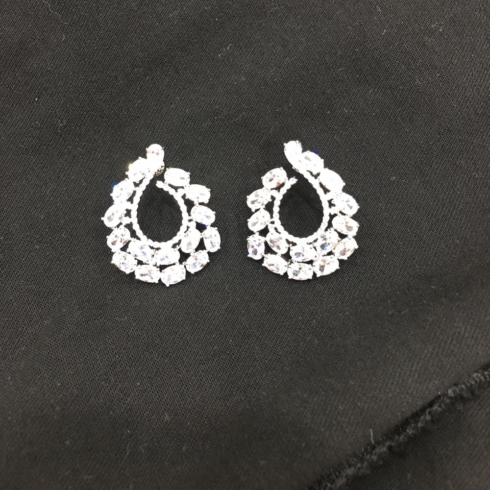 Floating diamond earrings gold plated cz