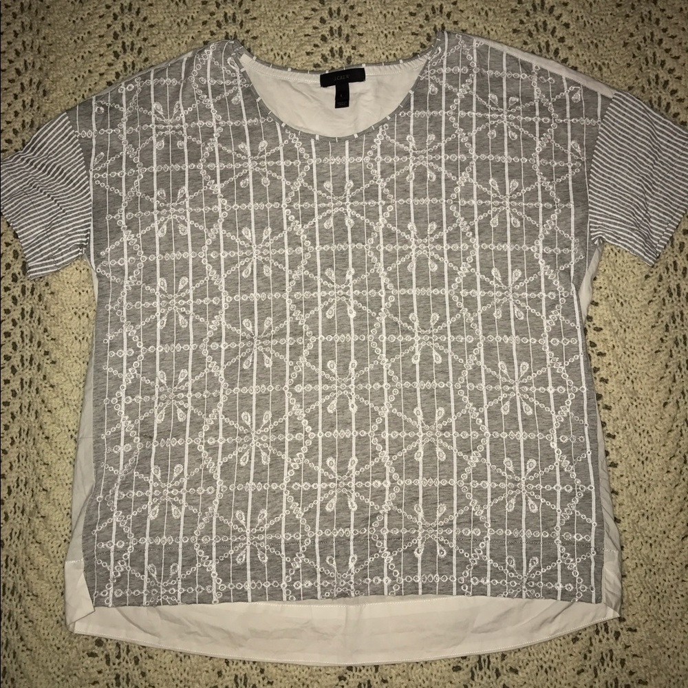 J.Crew gray and white short sleeve top ✨