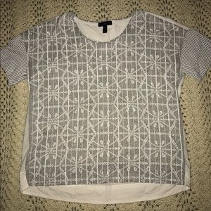 J.Crew gray and white short sleeve top ✨