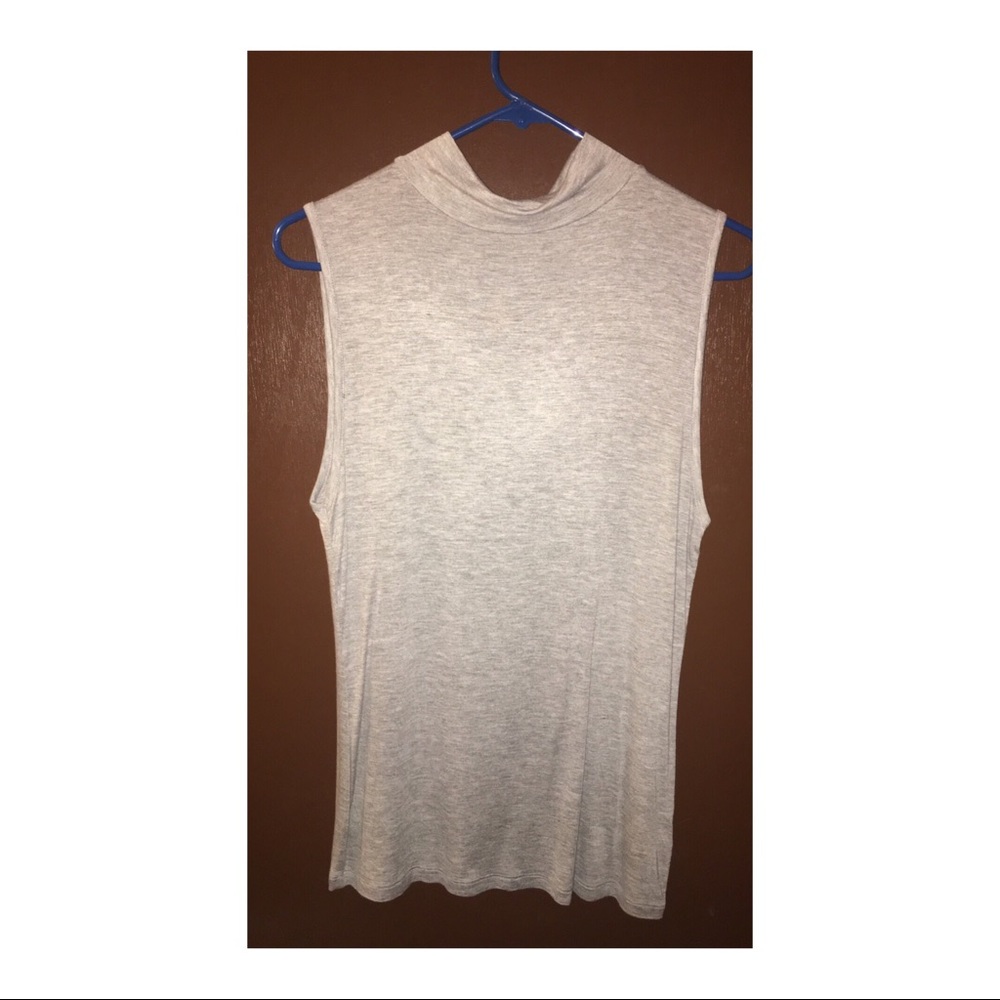 Gray sleeveless Mock Neck top