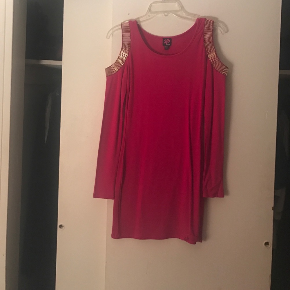 Red and gold Bebe mini long sleeve dress