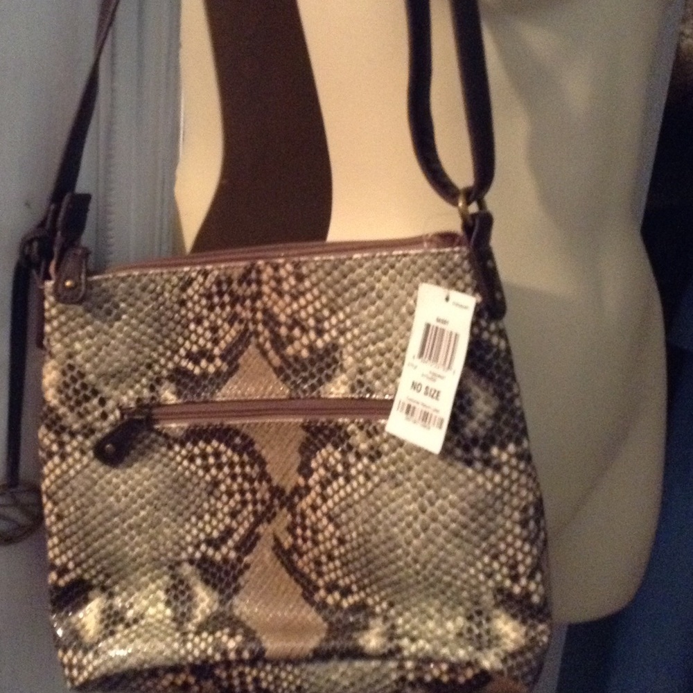 Faux snake skin cross body style purse
