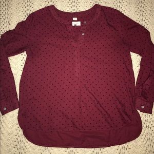 Ann Taylor Loft maroon with black polka dots