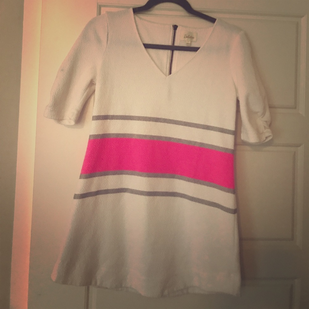 Pink neon & silver striped tunic