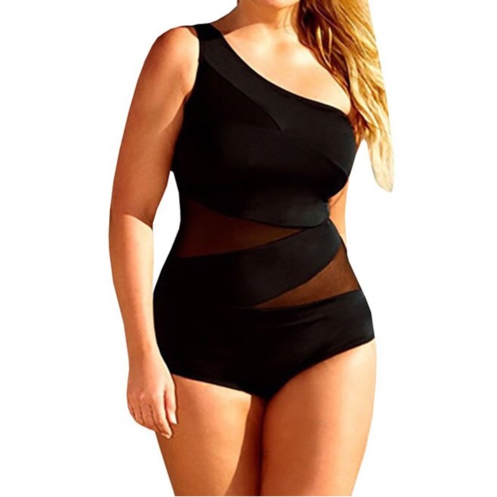 🆕 Sexy plus Off-shoulder Mesh Swimsuit One piece