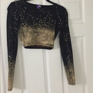 Acid Wash Long Sleeve Crop Top