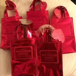 Set of 5 pink VS  little bags vs box