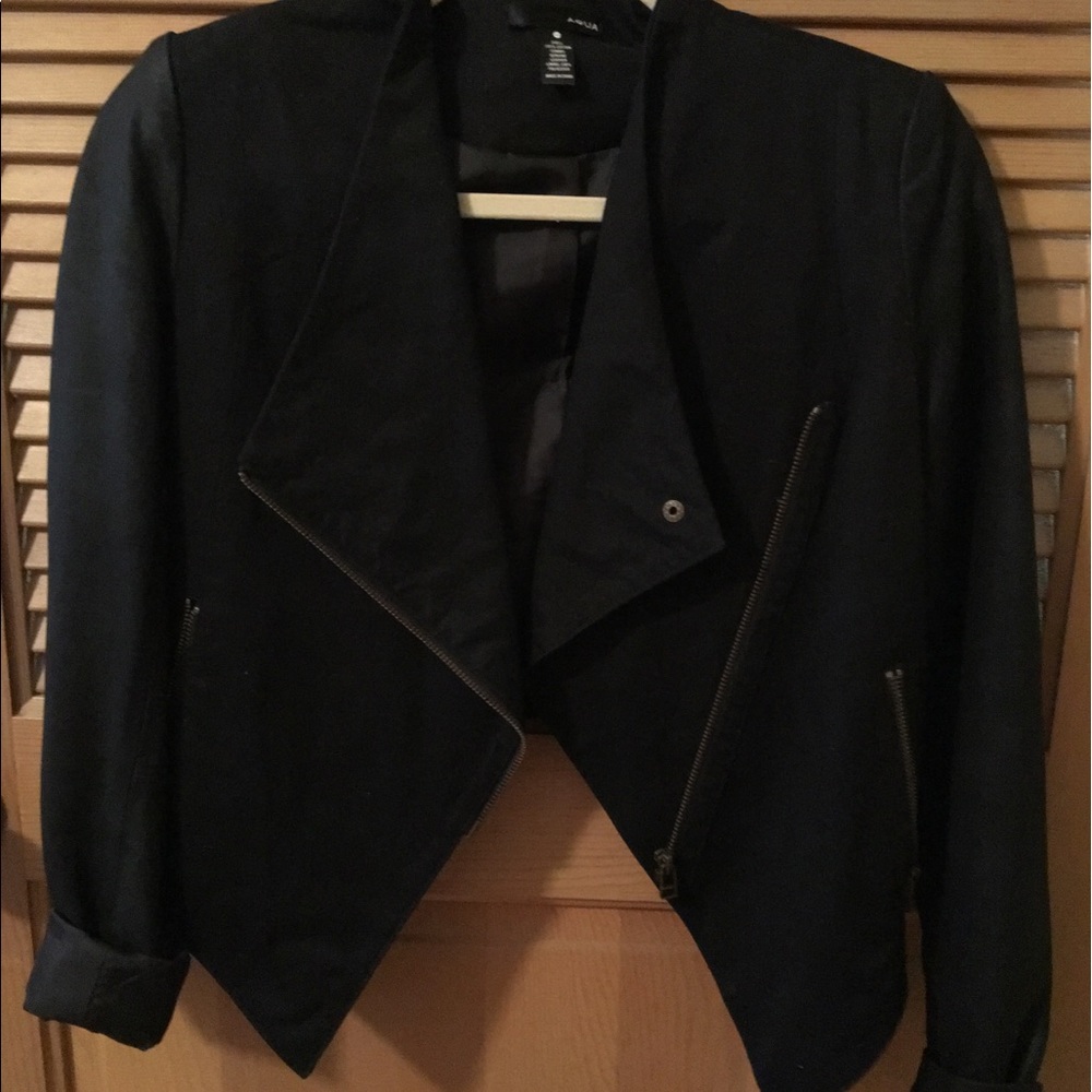 Aqua. Leather blazer