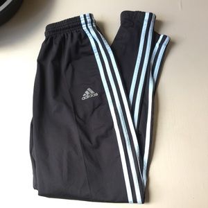 Adidas Soccer/Running Pants w/ Baby Blue Stripes.