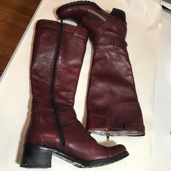 wine colored leather boots