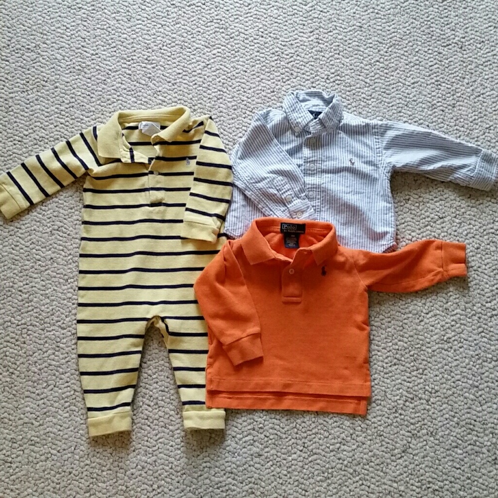 3 Ralph Lauren long sleeve tops/romper 9 months