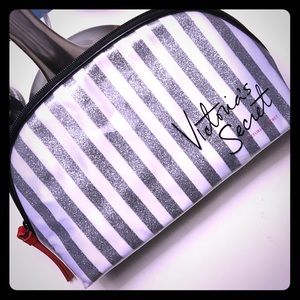 Victoria's Secret cosmetic pouch silver white red