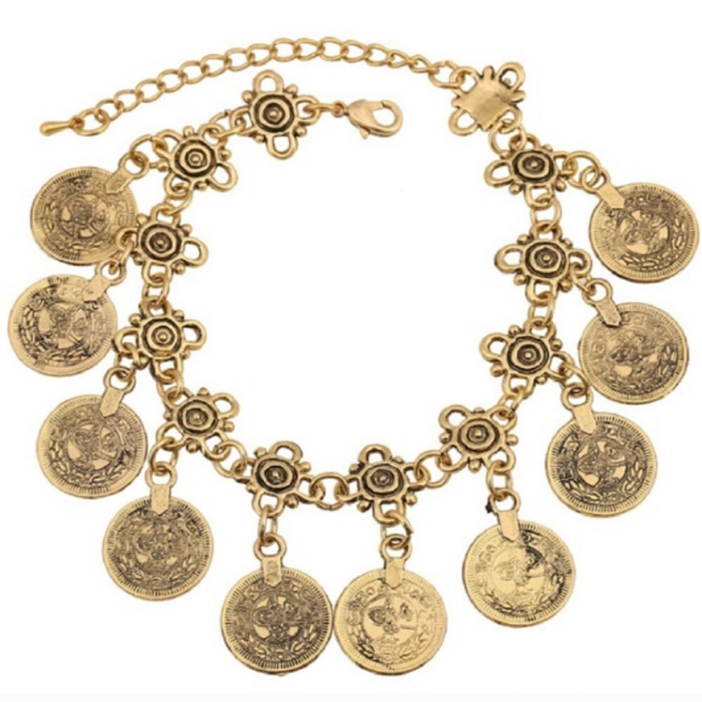 Jewelry | Boho coin anklet AND bracelet gold - Picture 2 of 3