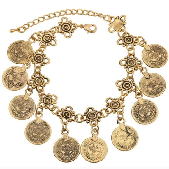 Jewelry | Boho coin anklet AND bracelet gold - Picture 2 of 3