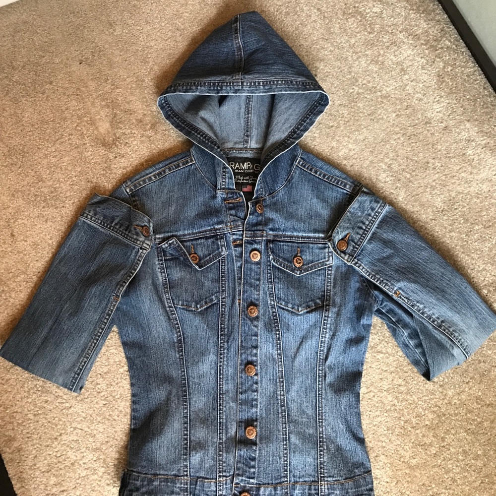 Hooded blue jean jacket