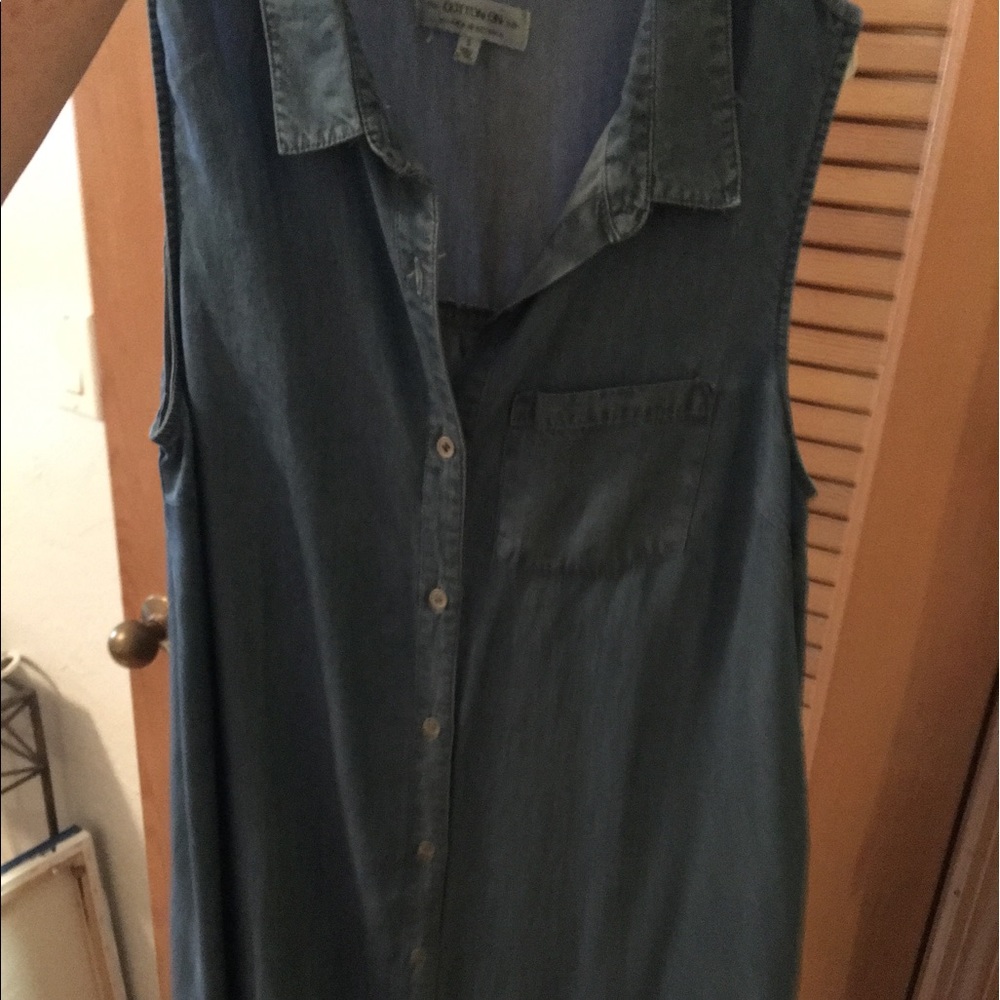 Denim button down tank dress